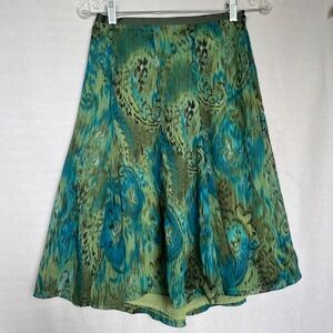 sheer turquoise blue green patterned midi skirt